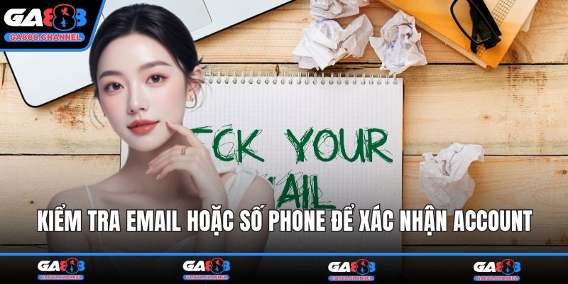Kiểm tra email hoặc số phone để xác nhận account